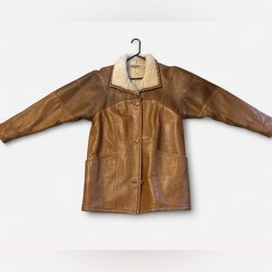 European genuine leather and shearling jacket